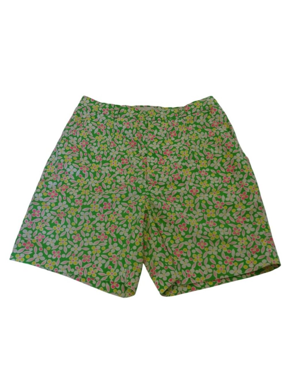 Vintage 60s Meadowbank Green Floral Shorts High Waist Size S 4 Summer Festival
